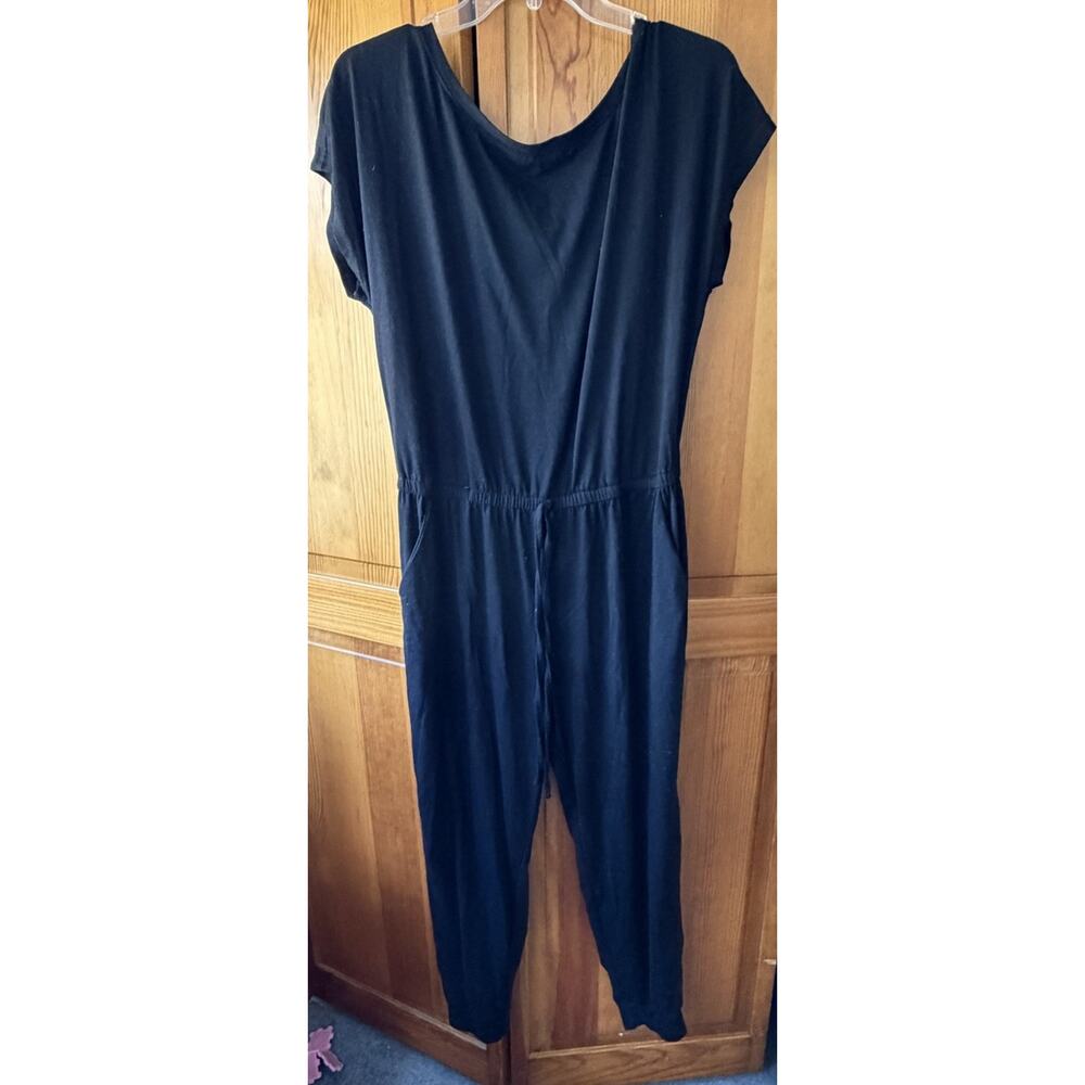 SHEIN Women's Black Drawstring Jumpsuit Short Sleeve Round Neck Size L